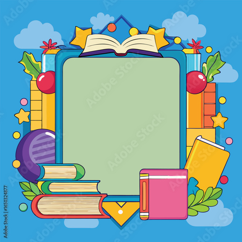 Educational or Entertainment Books Frame or Border 