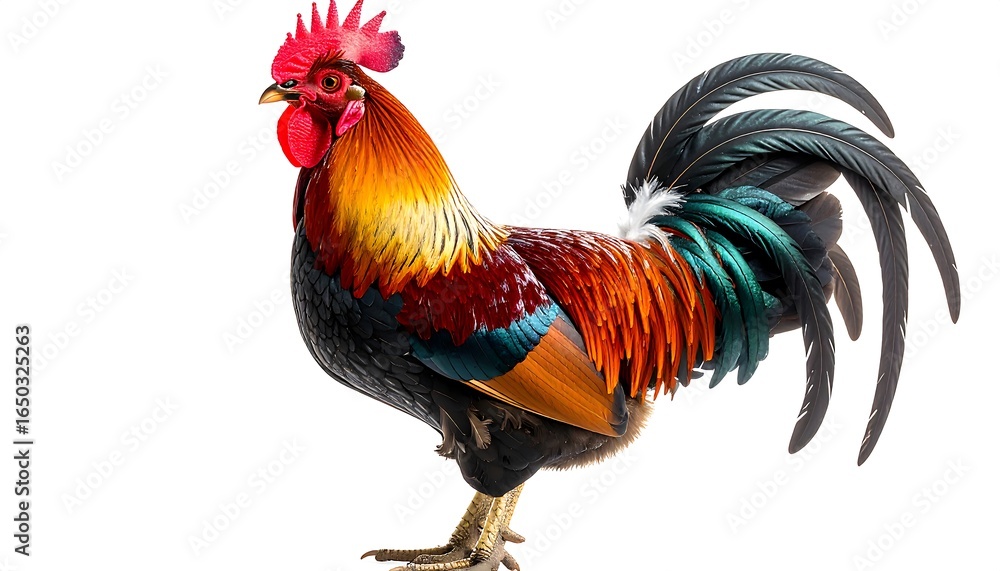 Fototapeta premium Rooster profile against white