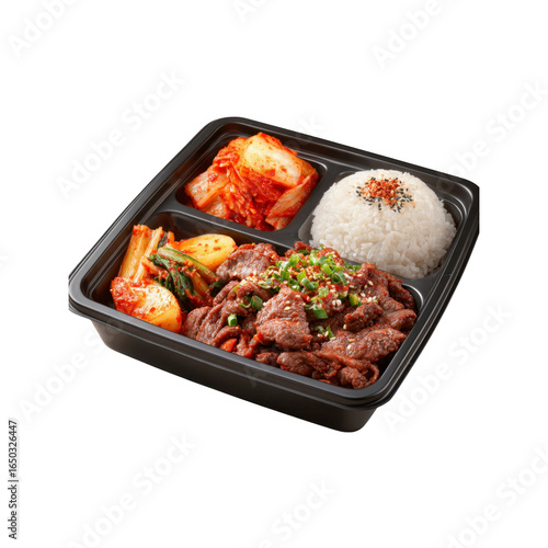 Delicious Korean Bulgogi Beef Bento Box with Kimchi and Rice