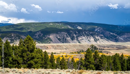 Mountain vista with colorful autumn foliage