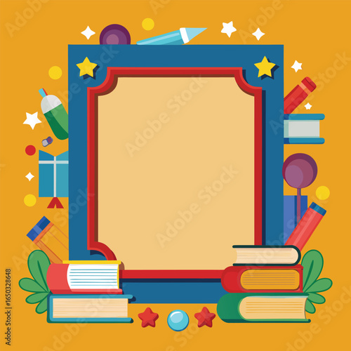 Educational or Entertainment Books Frame or Border 
