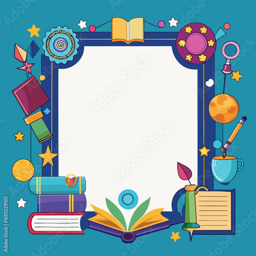 Educational or Entertainment Books Frame or Border 