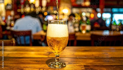 Pouring beer into a glass at a pub