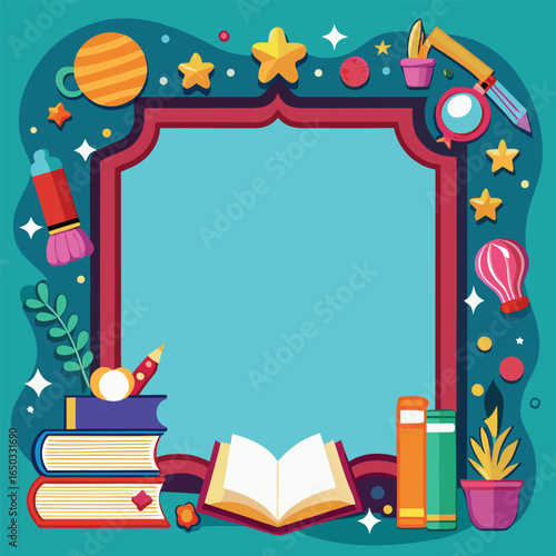 Educational or Entertainment Books Frame or Border 