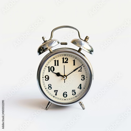 Wallpaper Mural Small, chrome alarm clock on a white background, time is 1255 Torontodigital.ca