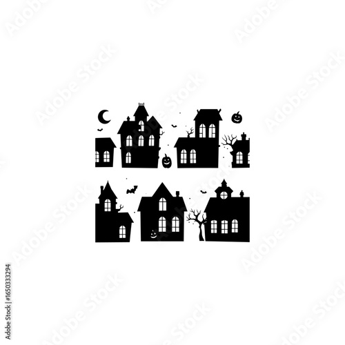
Halloween spooky silhouette set 