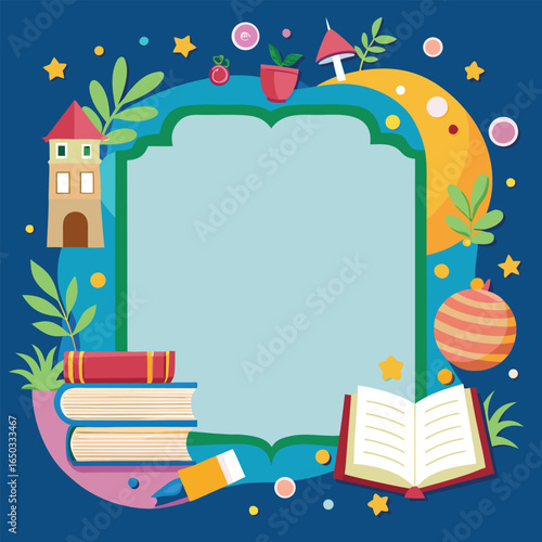 Educational or Entertainment Books Frame or Border 