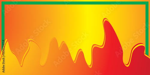 Green border red background with blazing fire abstract