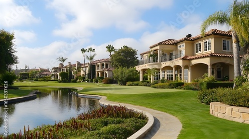 Luxury Homes Golf Course Landscape Huntington Beach California