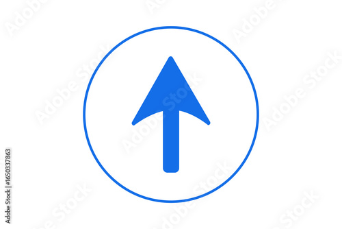 Free Download Blue upward arrow icon inside a circle, representing a positive direction, upload, or navigation. - GFXLoad