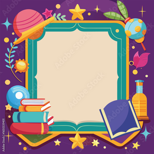 Educational or Entertainment Books Frame or Border 