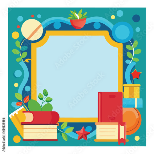 Educational or Entertainment Books Frame or Border 