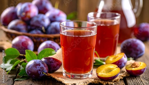 Fresh plum juice, ripe plums