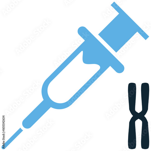 Chromosome injection icon vector. for gene therapy, genetic engineering, and medical advancements. Perfect for healthcare, research, and scientific projects about genetic modification and treatments.