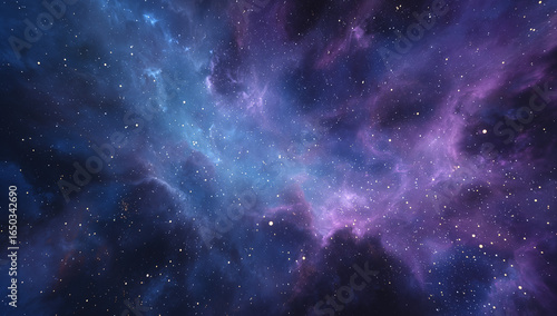 360 degree equirectangular projection space background with nebula and stars, environment map. HDRI spherical panorama