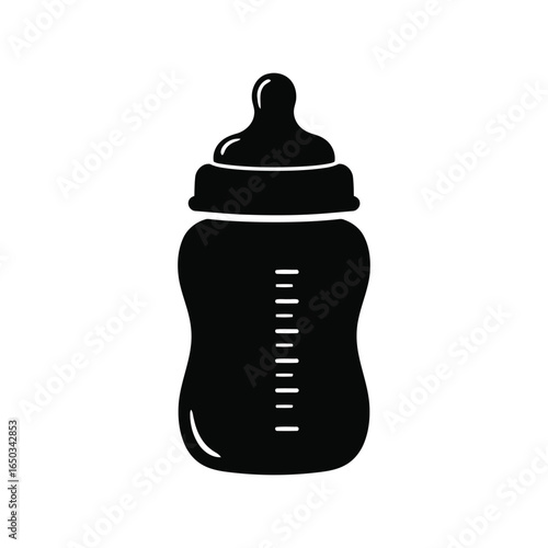 Baby bottle silhouette infant feeding bottle milk bottle icon baby care newborn essentials simple vector graphic