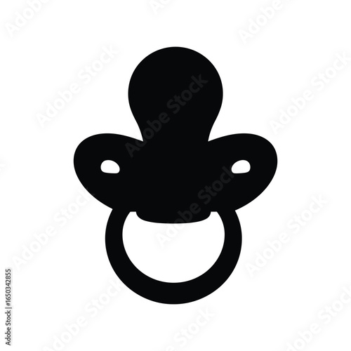 Black pacifier silhouette baby soother icon infant nipple newborn comfort simple vector graphic