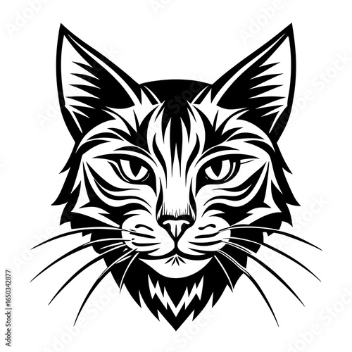 Stylish tribal cat face design perfect for logos, tattoos, and creative projects, embodying elegance and a modern aesthetic