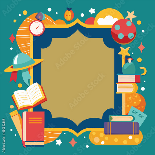 Educational or Entertainment Books Frame or Border 