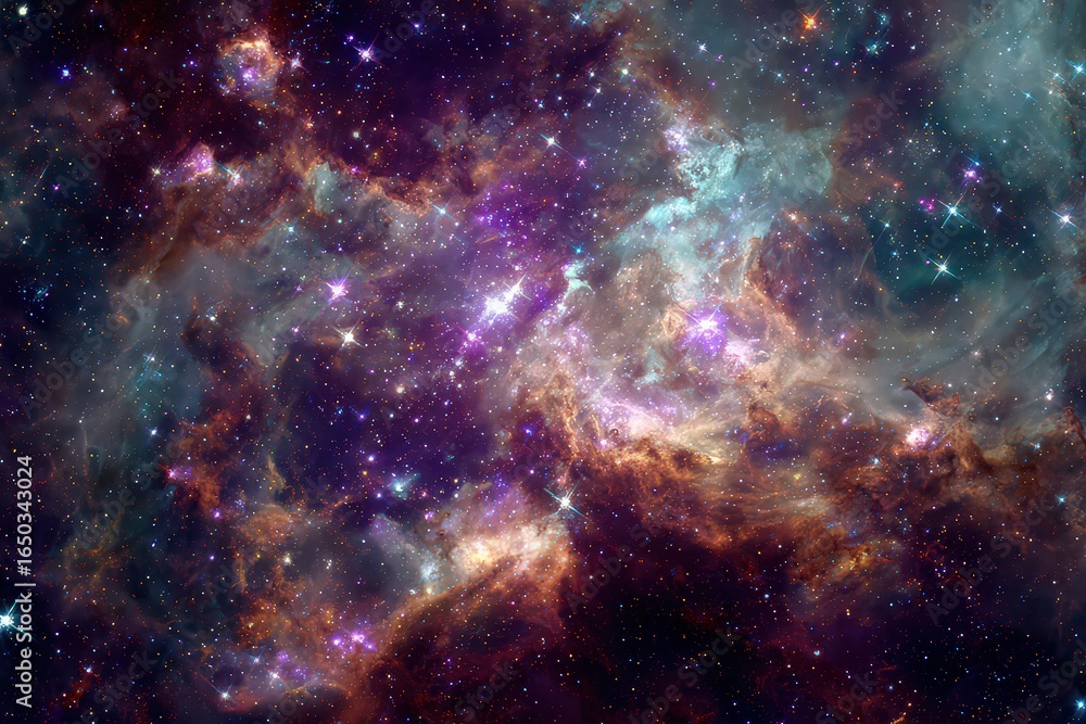 Fototapeta premium Abstract Cosmic Tapestry Of Shimmering Nebulae