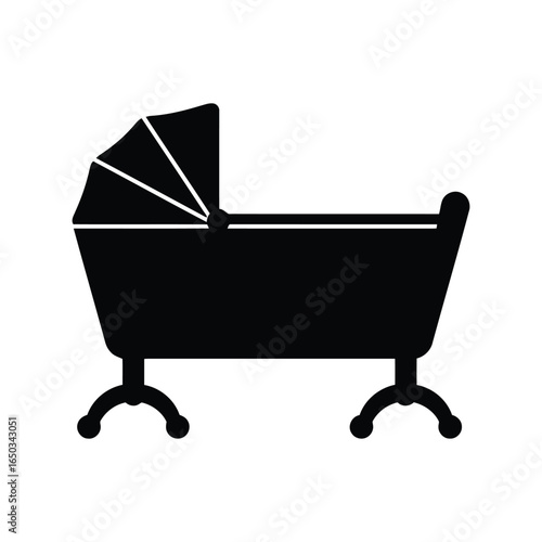Baby cradle silhouette vector newborn bassinet icon infant sleeping bed nursery furniture baby care graphic