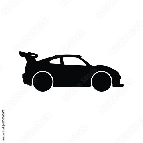 Black silhouette sports car vector illustration racing vehicle auto design performance automobile speed icon