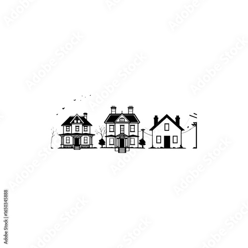Minimalist black house icons set modern home silhouette vector collection 