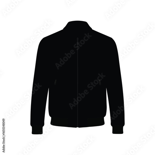 Black bomber jacket vector illustration casual outerwear stylish zip up coat fashion apparel modern clothing icon isolated eps graphic
