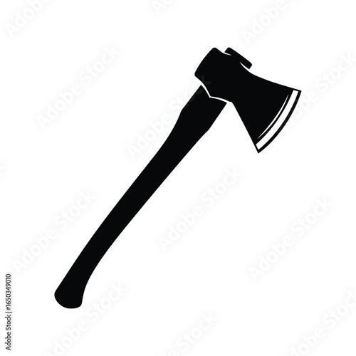 Black silhouette of an axe chopping tool woodcutting equipment isolated vector graphic
