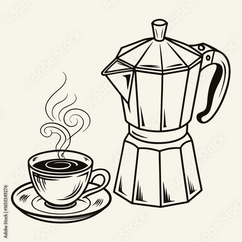 coffee cup and teapot