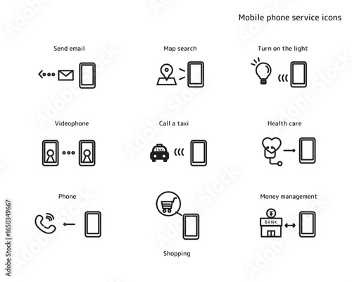スマホサービスのイラストアイコンセット 装飾　飾り　マーク