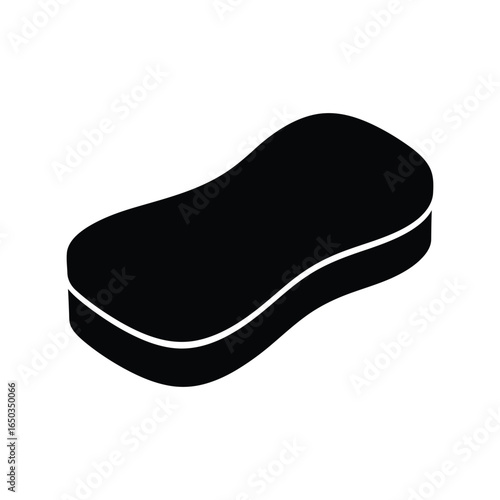 Black sponge vector illustration cleaning tool absorbent material kitchen hygiene bath accessory isolated graphic
