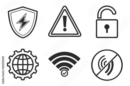 Security and internet icons isolated on white background