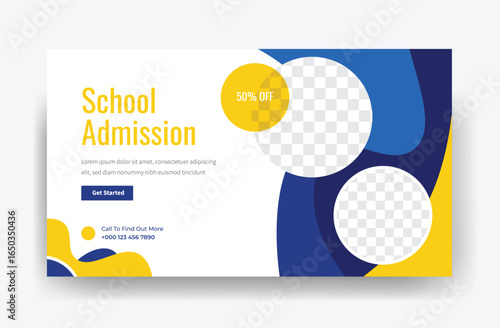 kid's school admissions web banner and YouTube thumbnail design, cover banner, web banner, template 