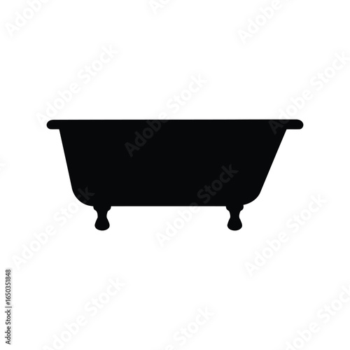 Vintage clawfoot bathtub silhouette antique freestanding bath classic bathroom fixture elegant porcelain tub isolated vector graphic