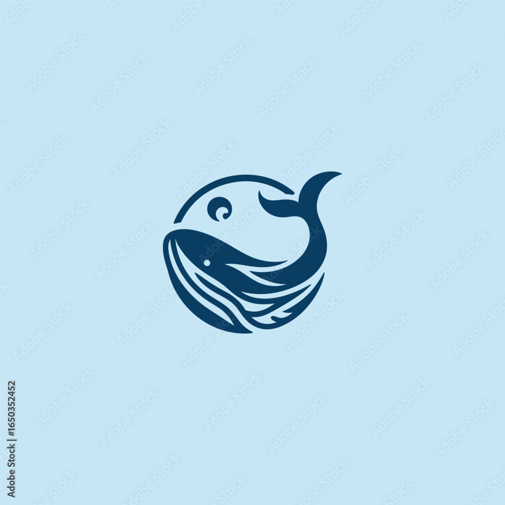 Abstract whale logo in elegant and simple minimalist design. Abstract whale logo in elegant and simple minimalist design.
