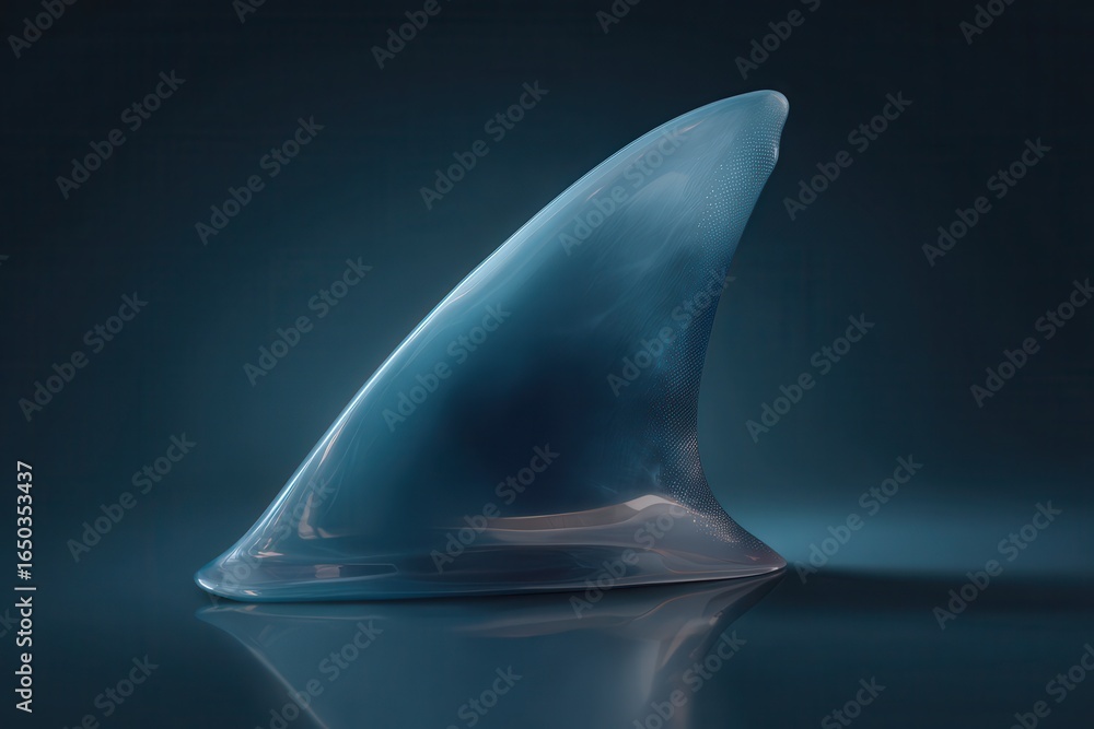 Fototapeta premium Realistic shark fin icon illustration designed to represent ocean life and conservation efforts in a minimalist style