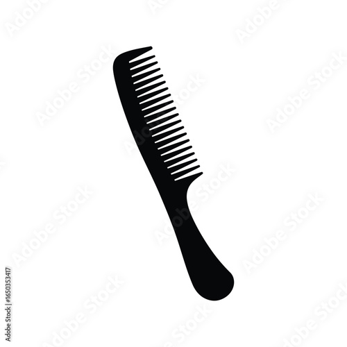 Black wide tooth comb vector illustration hair styling tool detangling brush grooming accessory isolated eps graphic