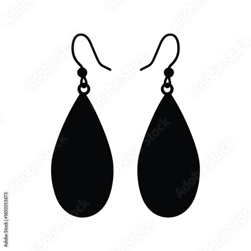 Black teardrop dangle earrings elegant jewelry fashion accessory isolated vector graphic