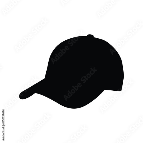 Black baseball cap silhouette casual headwear sports fashion accessory isolated vector graphic