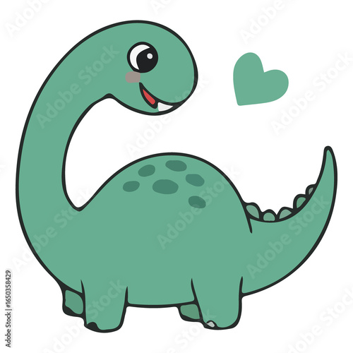 Cute and Adorable Cartoon Dinosaur Icon and Sticker, Cute dinosaur design, Prehistoric dinosaur