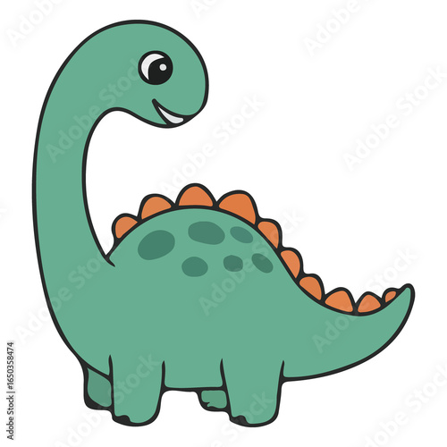 Cute and Adorable Cartoon Dinosaur Icon and Sticker, Cute dinosaur design, Prehistoric dinosaur