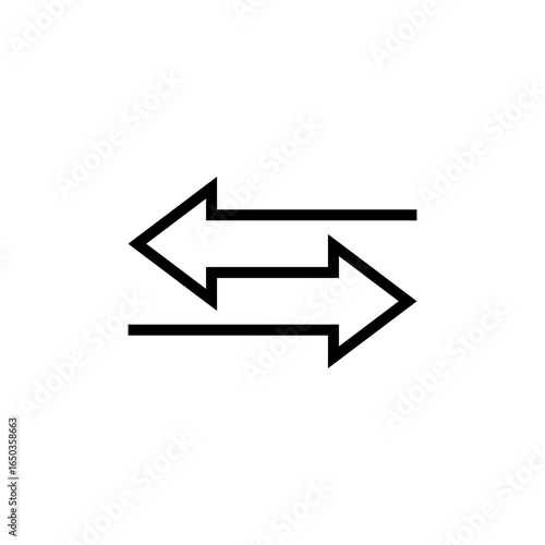 Foto Two double straight arrows pointing in opposite directions