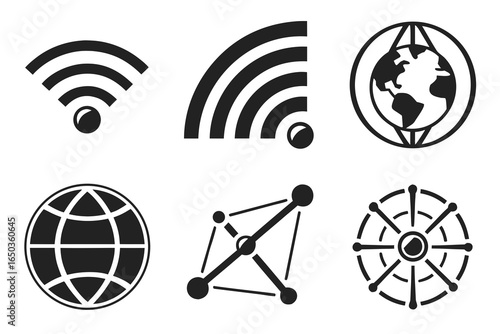 Internet and network icons isolated on white background, vector illustration