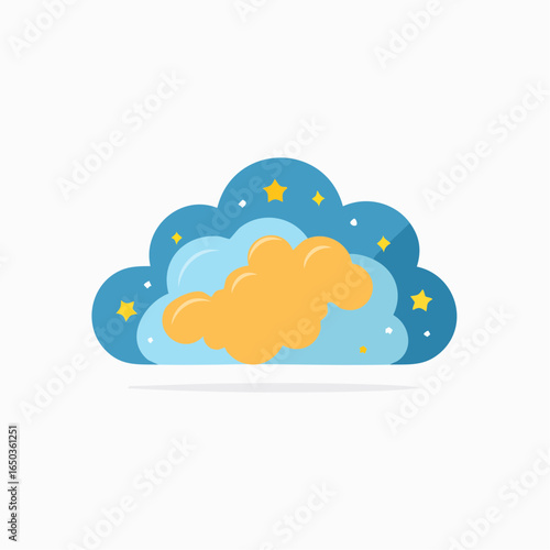 Flat vector icon of a nebula with scattered stars, representing deep space phenomena, cosmic beauty, and astronomy studies.