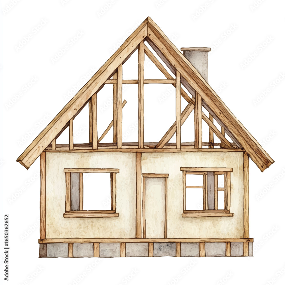 a cute construction newly framed wooden house a cute construction newly framed wooden house