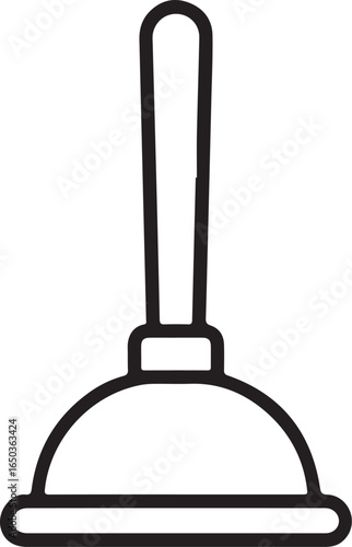 Simple line drawing of a plunger with a wooden handle