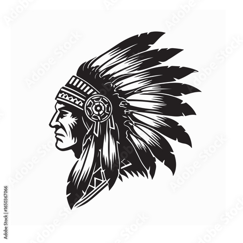 Native American Indian Chief Warrior Side logo vector isolated on white background