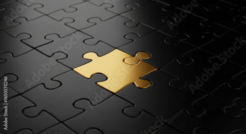 Golden Puzzle Piece Stands Out Against Dark Background
