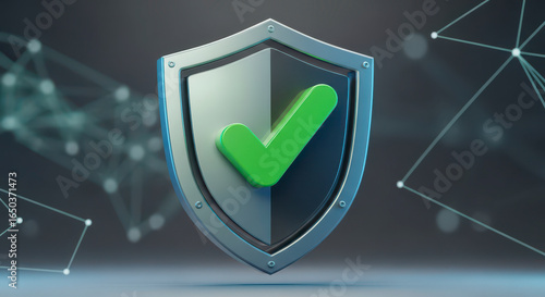 Secure Digital Protection Shield with Verified Checkmark Icon